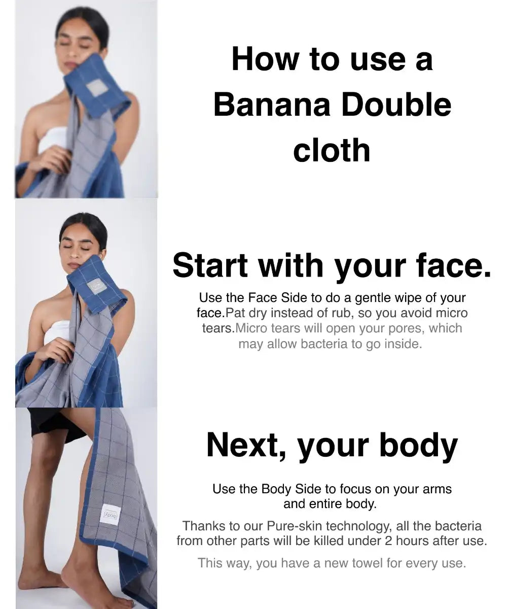 Banana Double Cloth Bath Towel | 330GSM | 75 X 150 cm