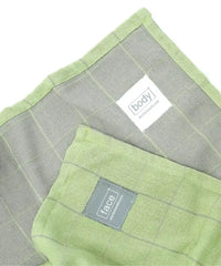 Showing dual zones in a towel with 'face' and 'body' labels on a towel