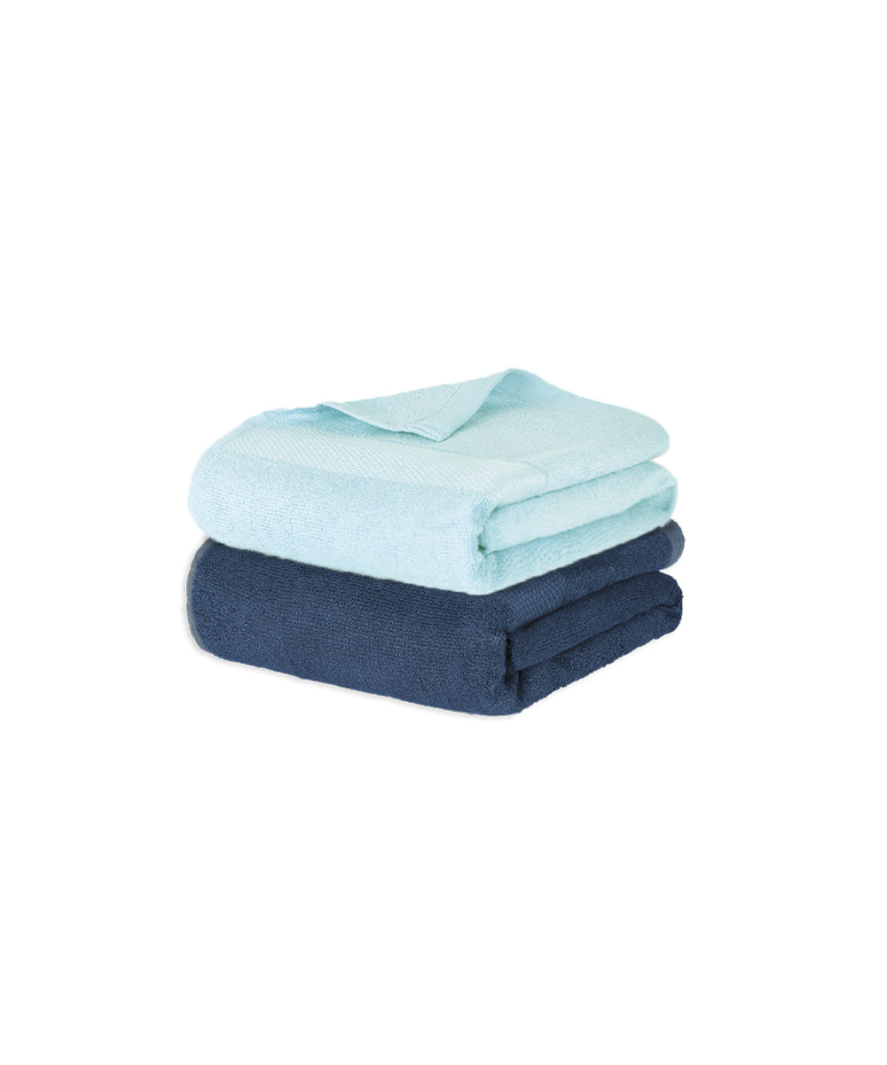 Banana Super Light Weight Terry Bath Towels | 400 GSM | Pack of 2 - Delicate Blue & French Blue