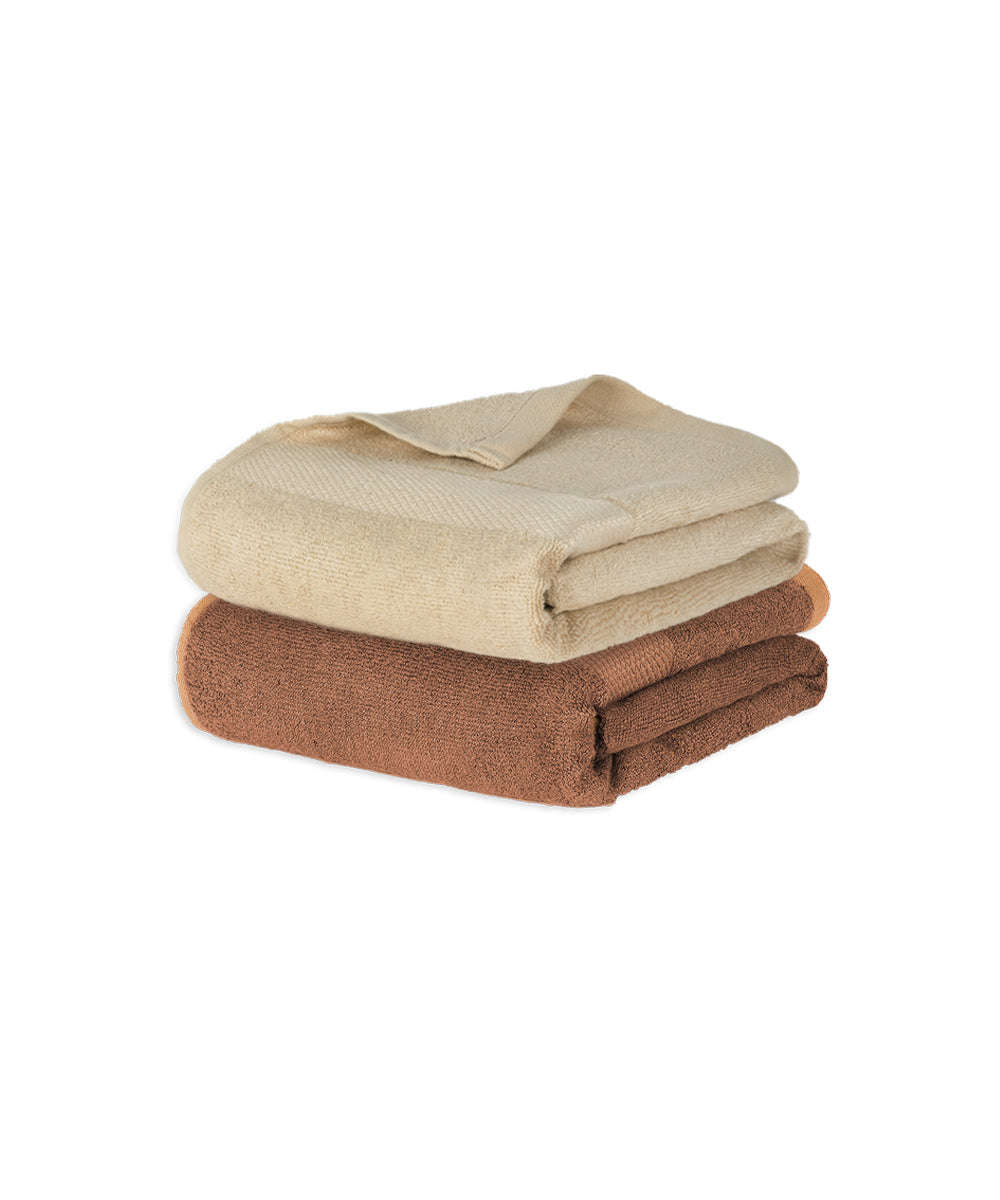 Banana Super light Weight Terry Bath Towels | 400 GSM | Pack of 2 - Biscotte Beige & Bombay Brown