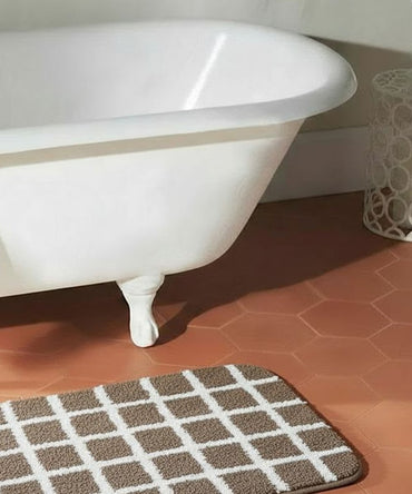 Checkered Bath Mat | Simply Taupe Color | Pack of 2