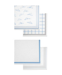 Aluvera Hand kerchief | Blue and Grey Combo | 40 X 40 cm | Pack of 4