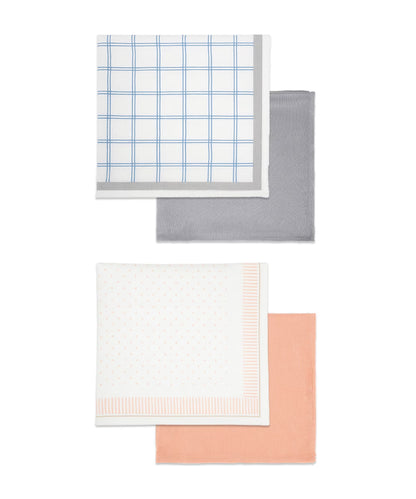 Aluvera Hand kerchief | Moon mist and Honey Peach combo | 40 X 40 cm | Pack of 4