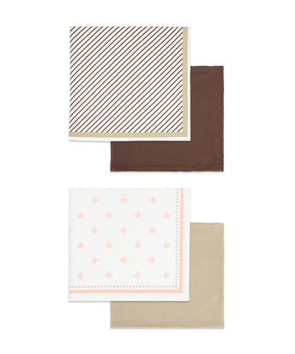 Aluvera Hand kerchief | Chocolate Brown and Frozen Dew combo | 40 X 40 cm | Pack of 4