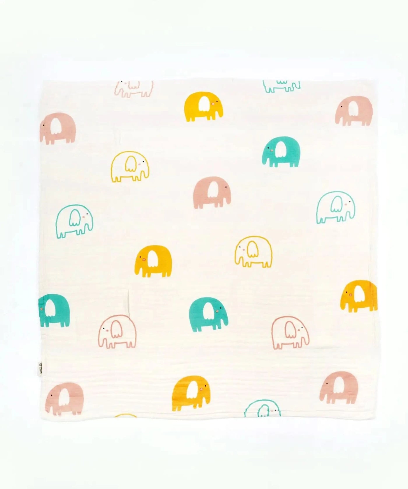 Pattern of colorful elephants on a white background