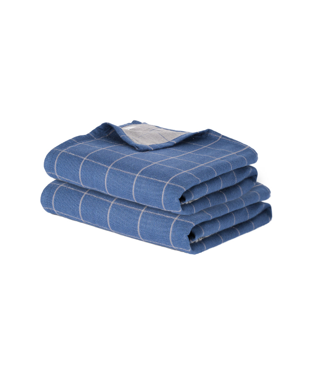 Banana Double Cloth Bath Towel |330 GSM |  2 in 1 Combo Plus Size - French Blue