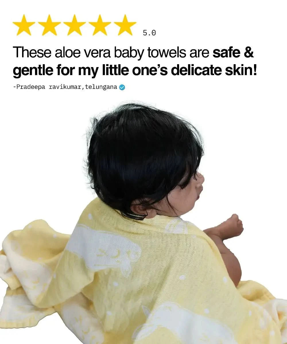 Aluvera baby bath Bunny towel | 300 GSM | 60 x 120 cm