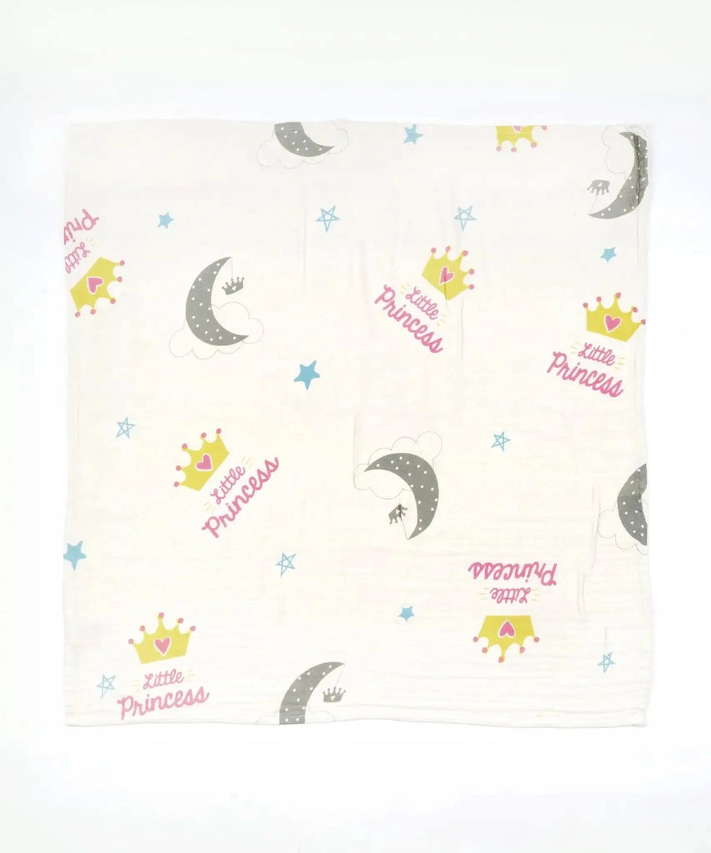Baby Swaddle with 'little princess' text and graphics on a white background