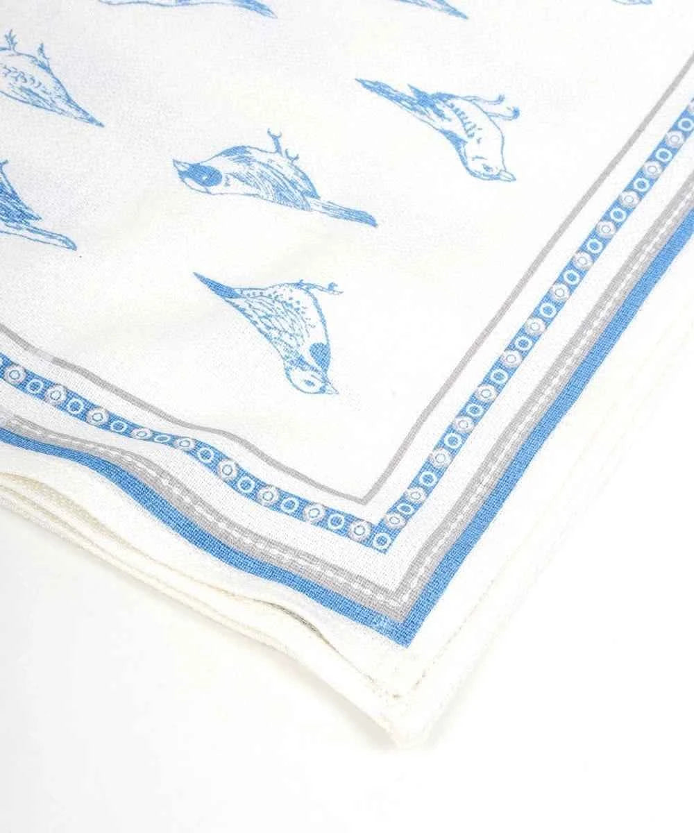 Aluvera Hand kerchief | Blue and Grey Combo | 40 X 40 cm | Pack of 4