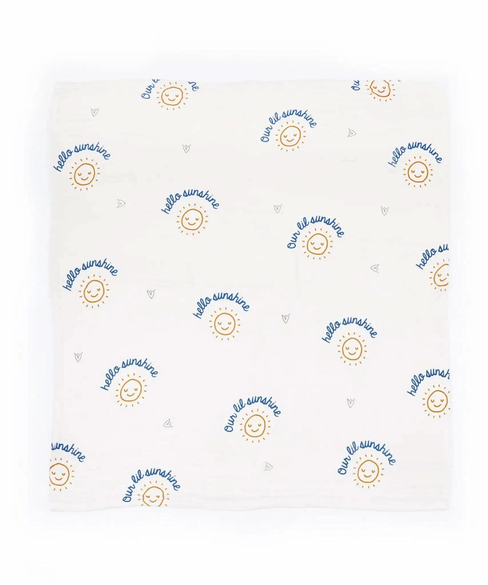 Pattern of sun illustrations with 'hello sunshine' text on a white background