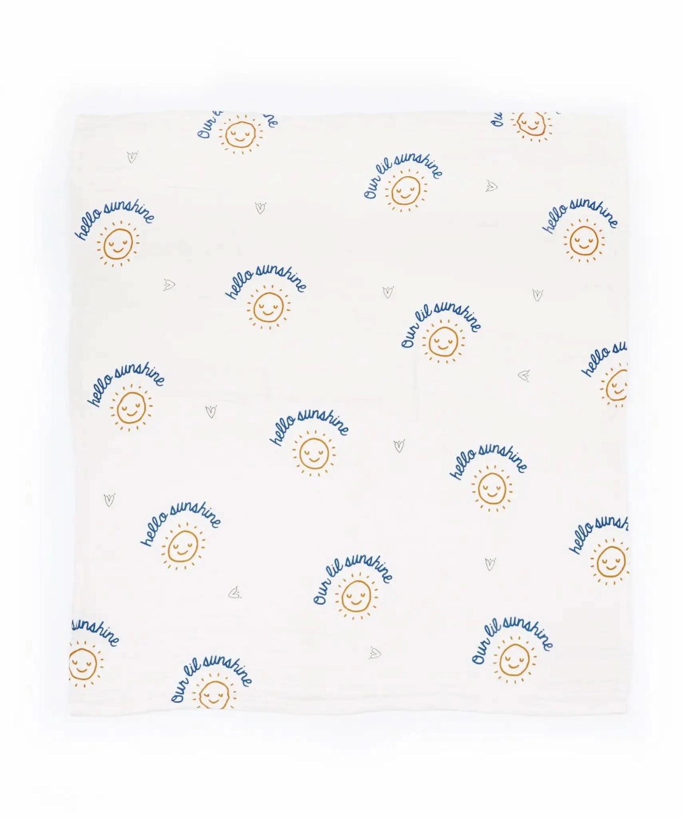 Pattern of sun illustrations with 'hello sunshine' text on a white background