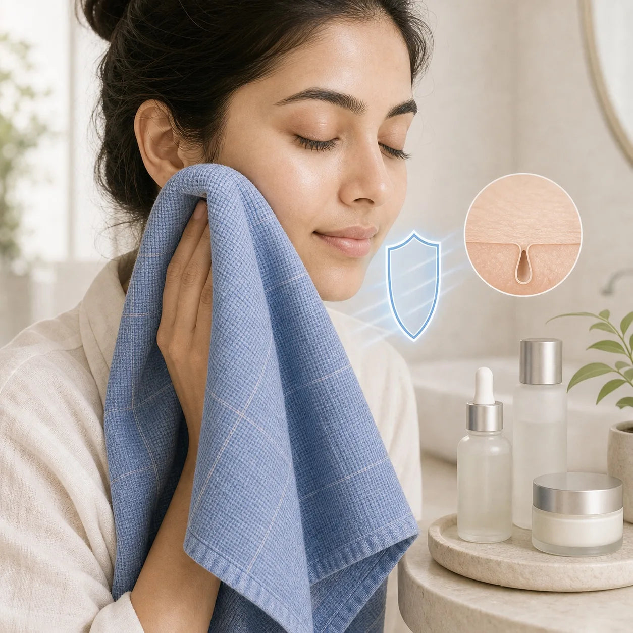 Doctor Towel drying clean skin before skincare