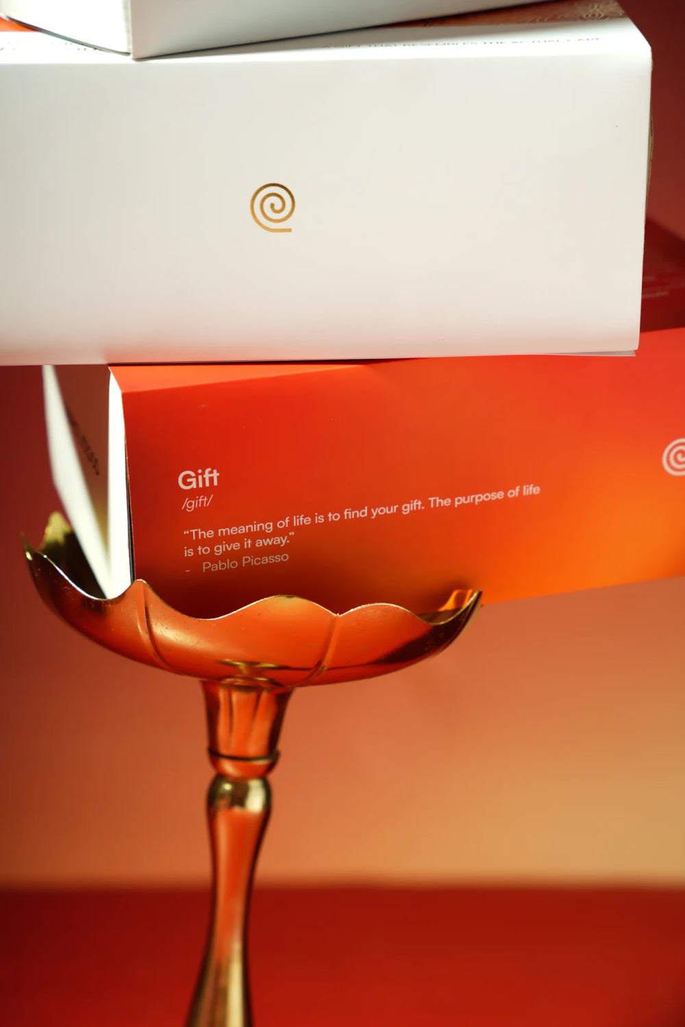 Close-up of Doctor Towels orange and white gift packaging